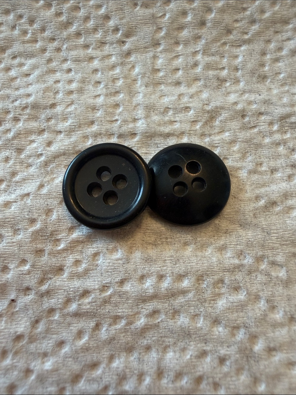Classic Black 4-Hole Coat Buttons - Pack of 2